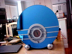 =RETRO VINTAGE RADIO CROSLEY BLUE MIRROR DECO RADIO AM-FM CASSETTE CR-37