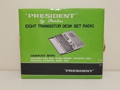 Vtg. President by Peerless Eight Transistor Desk Set AM Radio Calendar Memo NOS!