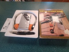 Vintage JASCO Portable AM-FM Stereo Radio Model 890 W /Ultra-Light Headphones