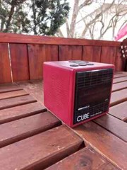 German vintage red CUBE Profitronic 100 alarm radio