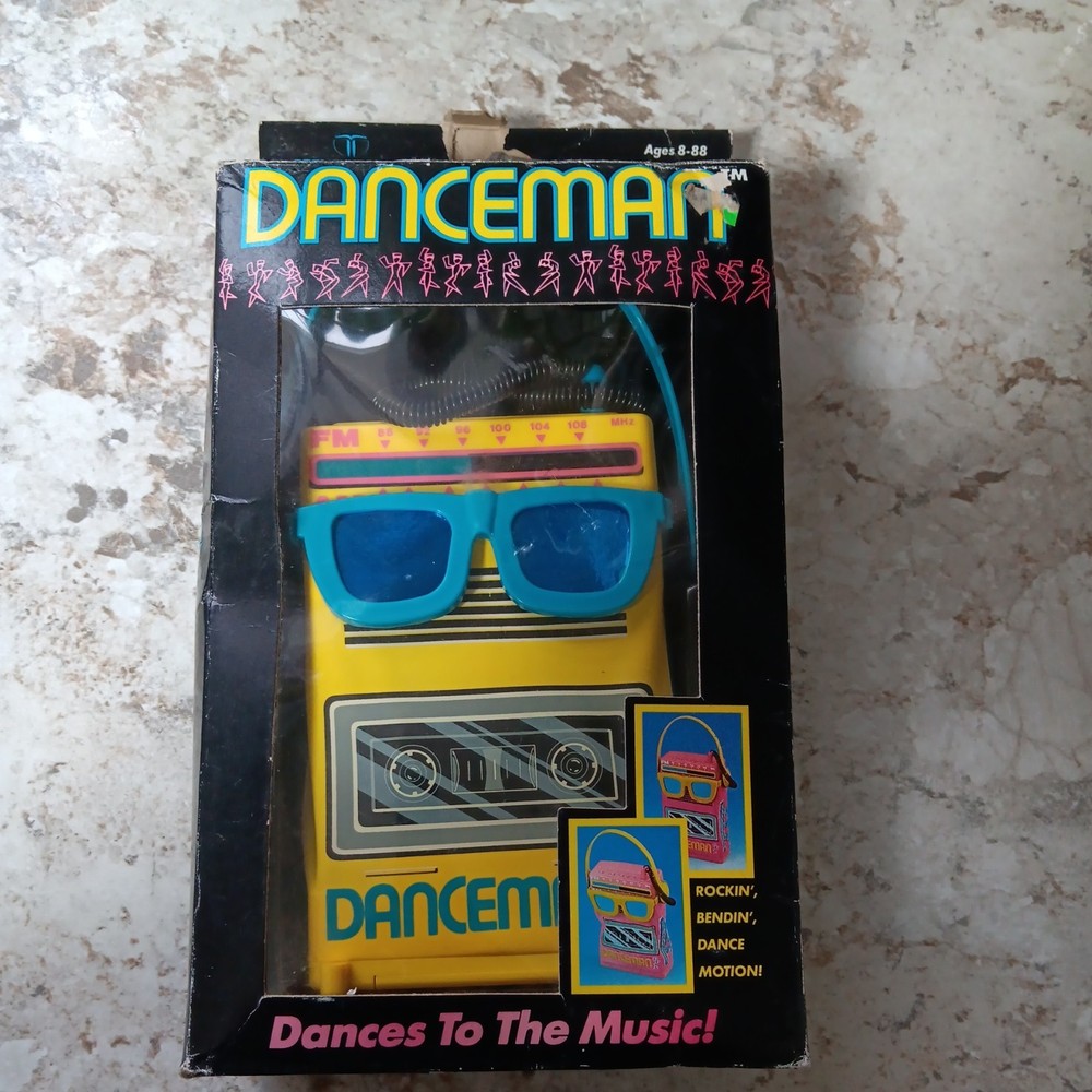 VINTAGE 1990 DANCEMAN DANCEING RADIO WITH BOX TESTED WORKS TOY