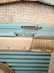 Vintage The Companion By BULOVA Portable Vacuum Tube Radio Teal Blue Gold Trim