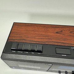 Vtg Woodgrain Sears AM/FM Cassette Stereo Clock Radio 80s 90s Retro Batt Backup