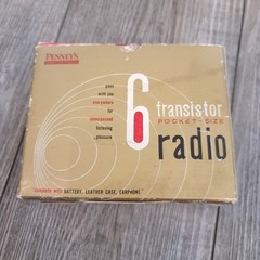 VTG 1962 Penney&rsquo;s Leather Covered Six Transistor Radio Model 6TP-555 Origin Box