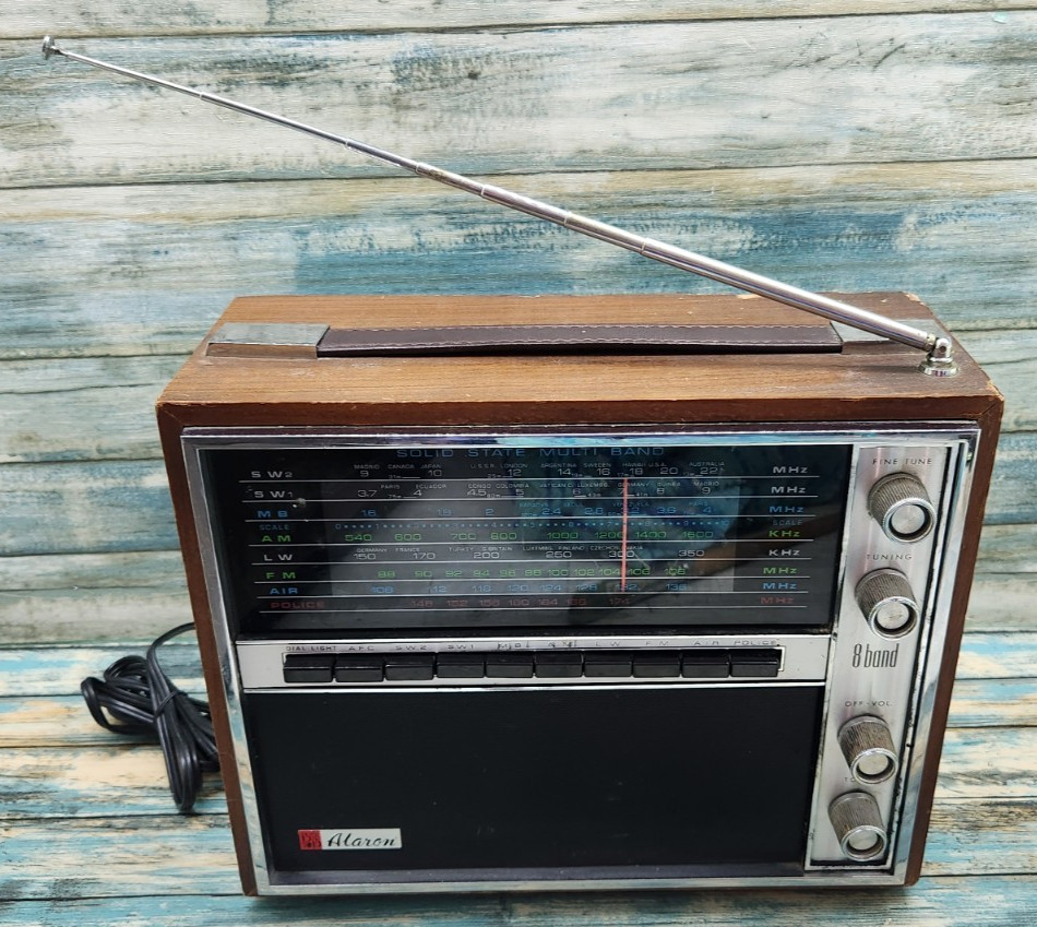VERY RARE Alaron B-168 AC/DC 8-Band Portable Table Radio AM FM LW MW SW AIR PS