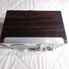 Vintage  Curtis AM/FM Radio Retro Tabletop Woodgrain Cabinet Silver Face