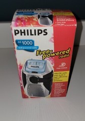Philips AE1000 Portable Radio AM FM Self Powered Tuner Rechargeable Crank New