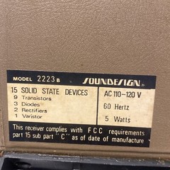 Soundesign Model 2223D Tested Works AM/FM Portable Radio Leather Hong Kong AC/DC