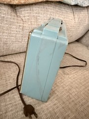 Vintage The Companion By BULOVA Portable Vacuum Tube Radio Teal Blue Gold Trim