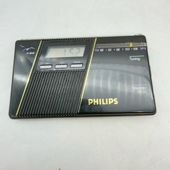 Philips D-1848 Portable Travel FM Radio Clock LCD Pocket Receiver Works w Case