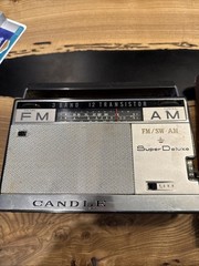 Vintage Candle 3 Band Deluxe 12 transistor Radio Am Fm BL Untested Read