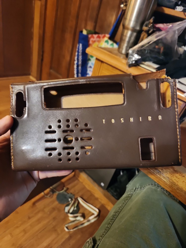 VINTAGE TOSHIBA TRANSISTOR RADIO LEATHER CASE Brown Japan