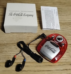 Vintage Promotional Coca Cola FM Auto Scan Radio Earphones Light Instruction Box
