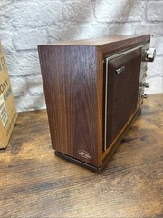 Vintage Sony ICF-9740W Tabletop FM/AM Radio Simulated Wood W/ Box Tested