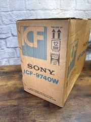 Vintage Sony ICF-9740W Tabletop FM/AM Radio Simulated Wood W/ Box Tested