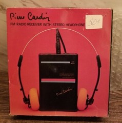 ~Vintage Black Pierre Cardin FM Radio Receiver~ (Headphones Box & Receiver ONLY)