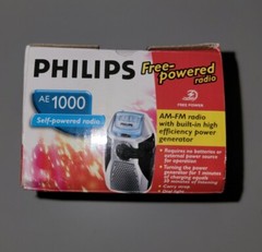 Philips AE1000 Portable Radio AM FM Self Powered Tuner Rechargeable Crank New