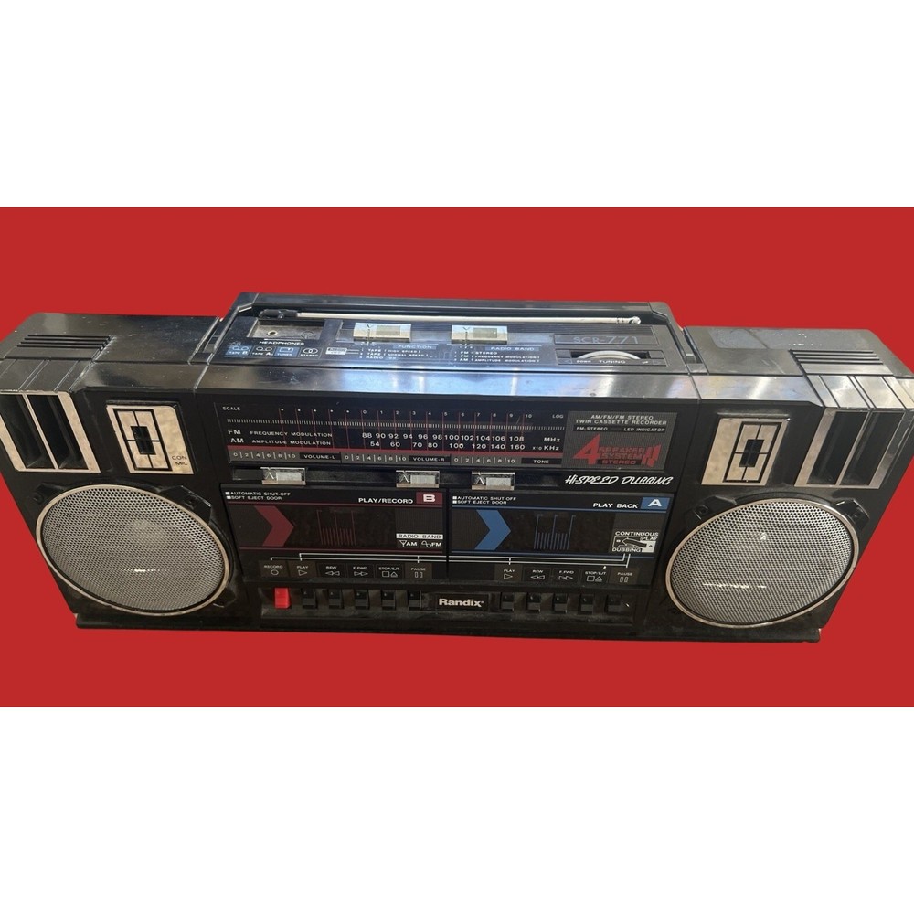 RANDIX Vintage AM/FM Stereo Radio Twin Cassette Recorder SCR771