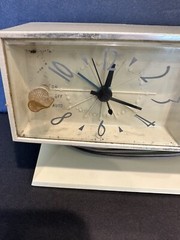 Clock Sears Silver tone Clock Radio Vintage Read