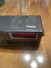 Vtg Sears AM -FM 2 Alarm Clock Radio Read Tape Player Slow, Clock & Alarm Works