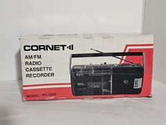 Vintage 70&rsquo;s – 80&rsquo;s Cornet Portable Radio, Cassette, Recorder + Box – Tested