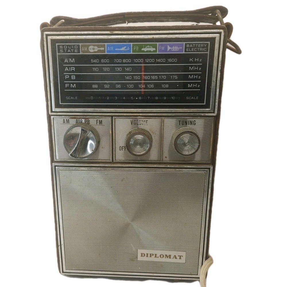 Diplomat Vintage Transistor Multi Band Radio AM /FM /AIR /POLICE 1970&rsquo;S Working