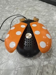 Stewart Ladybug AM Radio Orange Color Made In Hong Kong Orange 9V WORKS! Music