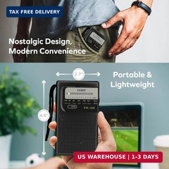 Coby Portable AM/FM Radio – Retro Battery Operated Pocket Radio with Powerful Sp