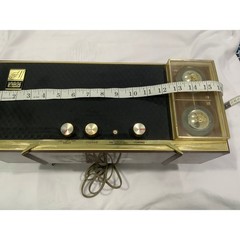 Vintage Arvin AM/FM Table Radio Wood Grain Gold Trim Mid Century Modern Retro