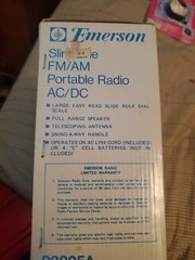 Vintage Emerson Slim Line AM/FM Portable Radio AC/DC P3807 Open Box