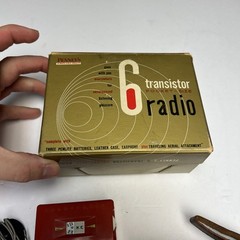 VTG Penney&rsquo;s Leather Covered Six Transistor Radio With Box