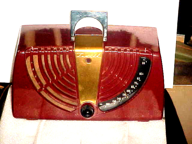 ANTIQUE RADIO ZENITH 6D015Z MAROON CABINET ARC DIAL WORKING