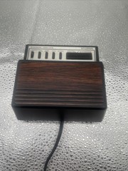 Vintage Retro Wood Grain Miniature Spartus Alarm Clock Hong Kong Red LED