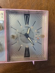 Vtg 1960s Barbie Pink Emerson LifeTimer II Clock Tube Radio G1705 Tested Working