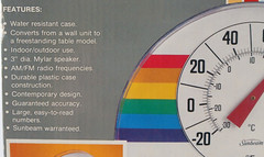 Vintage Sunbeam SUNTUNES Retro Rainbow Portable AM/FM Radio & Thermometer NEW!
