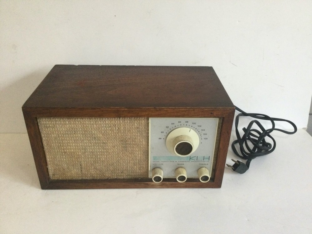 KLH Model Twenty One Table Radio VTG 60s MCM KLOSS Walnut FM Working
