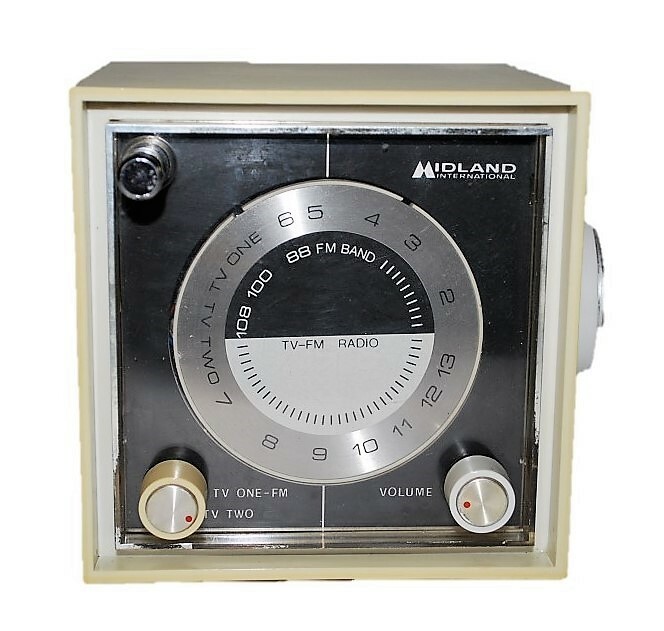 Vintage Yellow Midland International Cube TV and FM Radio for REPAIR &/or PARTS