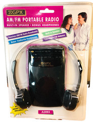 GPX Radio AM FM Portable A2093 w/ Headphones Built In Speaker Color Black Sealed