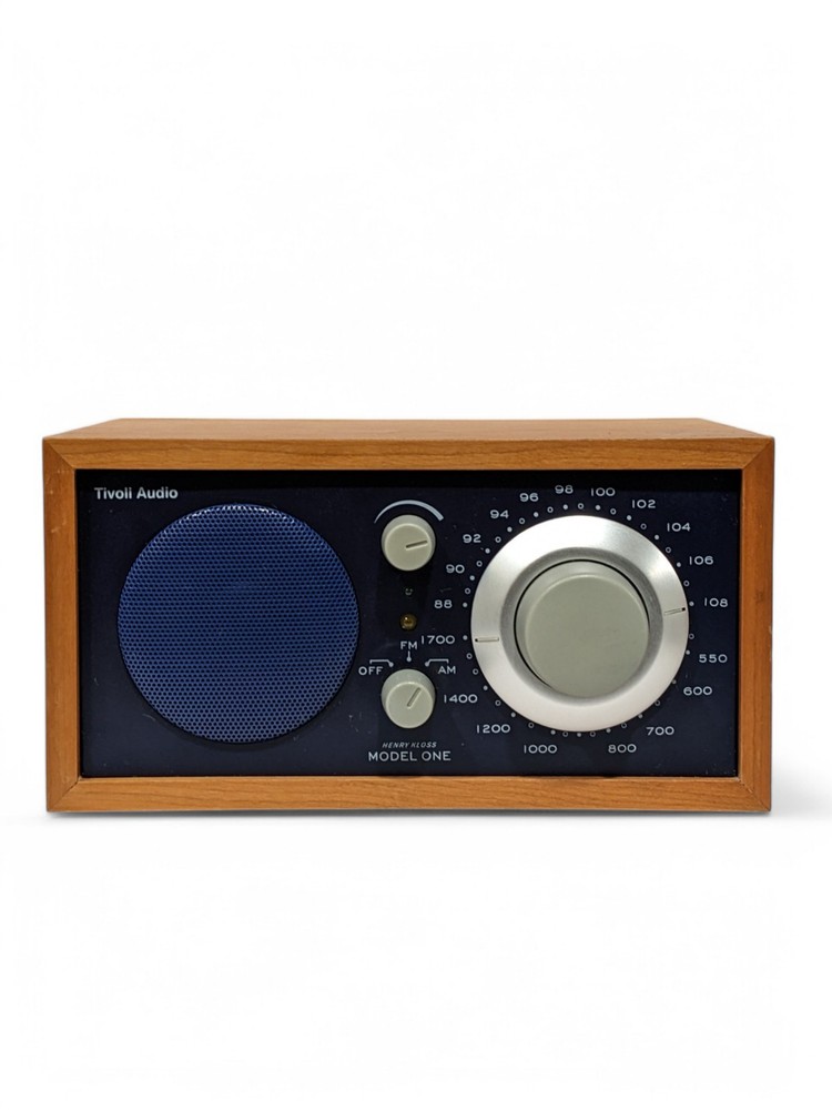 Tivoli Audio Henry Kloss Model One AM/FM Radio Speaker Walnut Wood / Blue Fascia