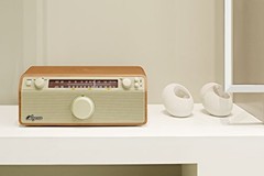 WR-12 AM/FM/Aux-In Stereo Analog Wooden Cabinet Radio () Walnut