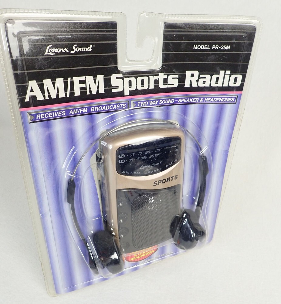 Lenoxx Sound Vintage AM/FM Sports Radio Model PR-35M NOS Speaker & Headphones
