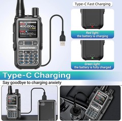 Mini Dual Band Ham Radio NOAA Weather Walkie Talkie USB-C Rechargeable