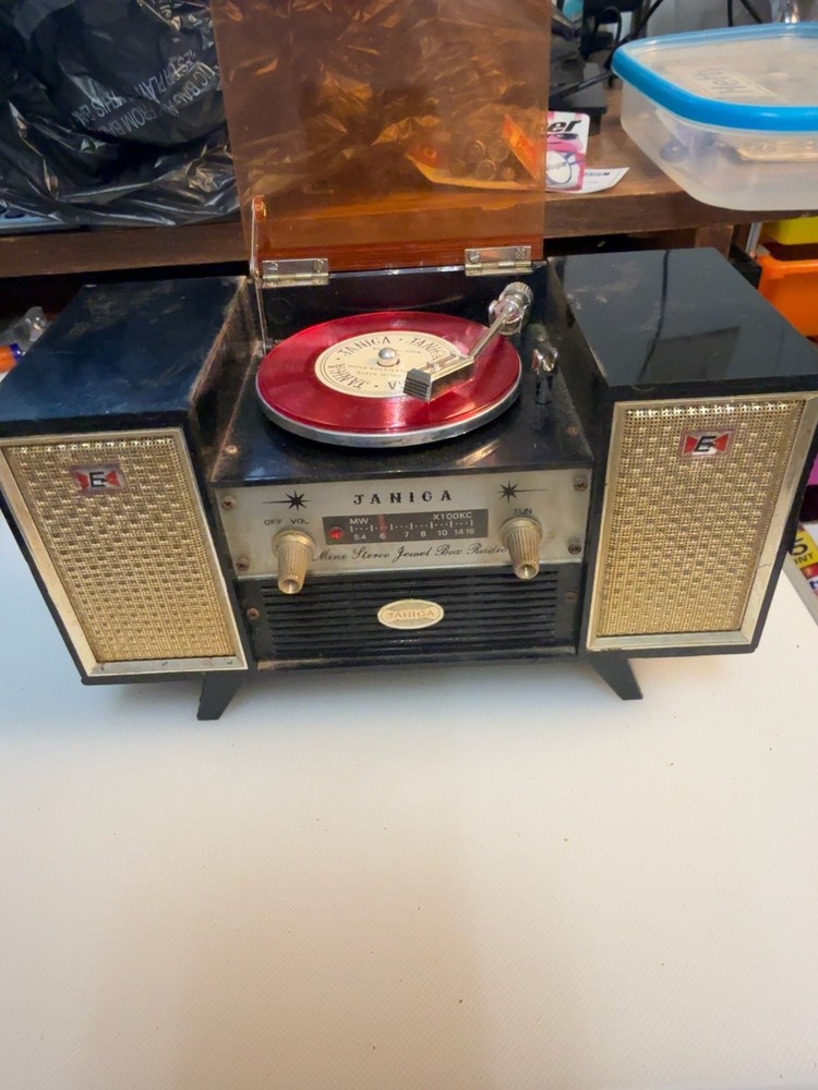 Vintage Janiga SRB-12 Mini Stereo Jewel Box Radio Record Player Japan Parts Repa