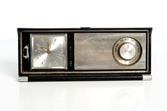 Vintage Sears Reveille MCM Transistor AM Clock Radio – Radio Works / Clock Bad