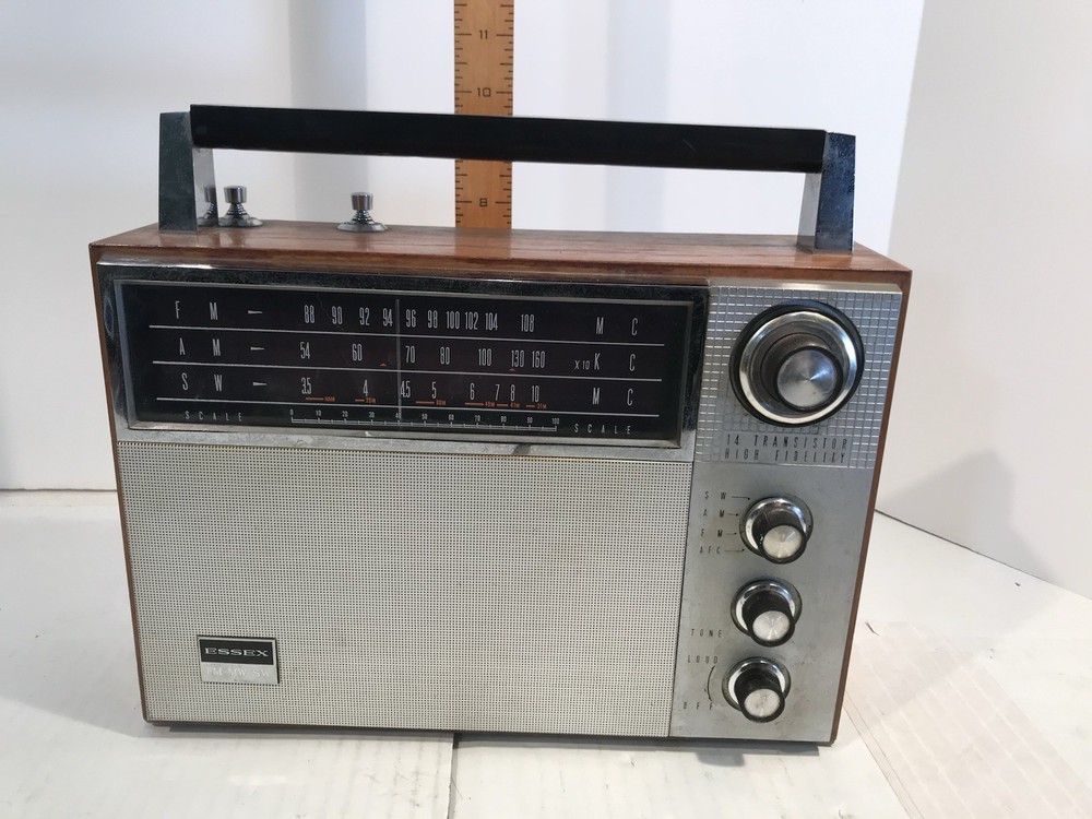 Essex Radio Wood Black Silver Hifi Vintage AM FM Portable Radio Untested