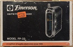 Vintage Emerson AM/FM Pocket Radio FP-23 Solid State Tested And Working Earpiece