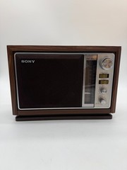 Vintage Sony ICF-9740W FM AM Tabletop Radio Wood Grain Cabinet Tested Working