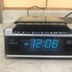 Vintage GE 7-4956B FM AM Alarm Clock Radio Cassette Recorder Wood Grain, Tested.