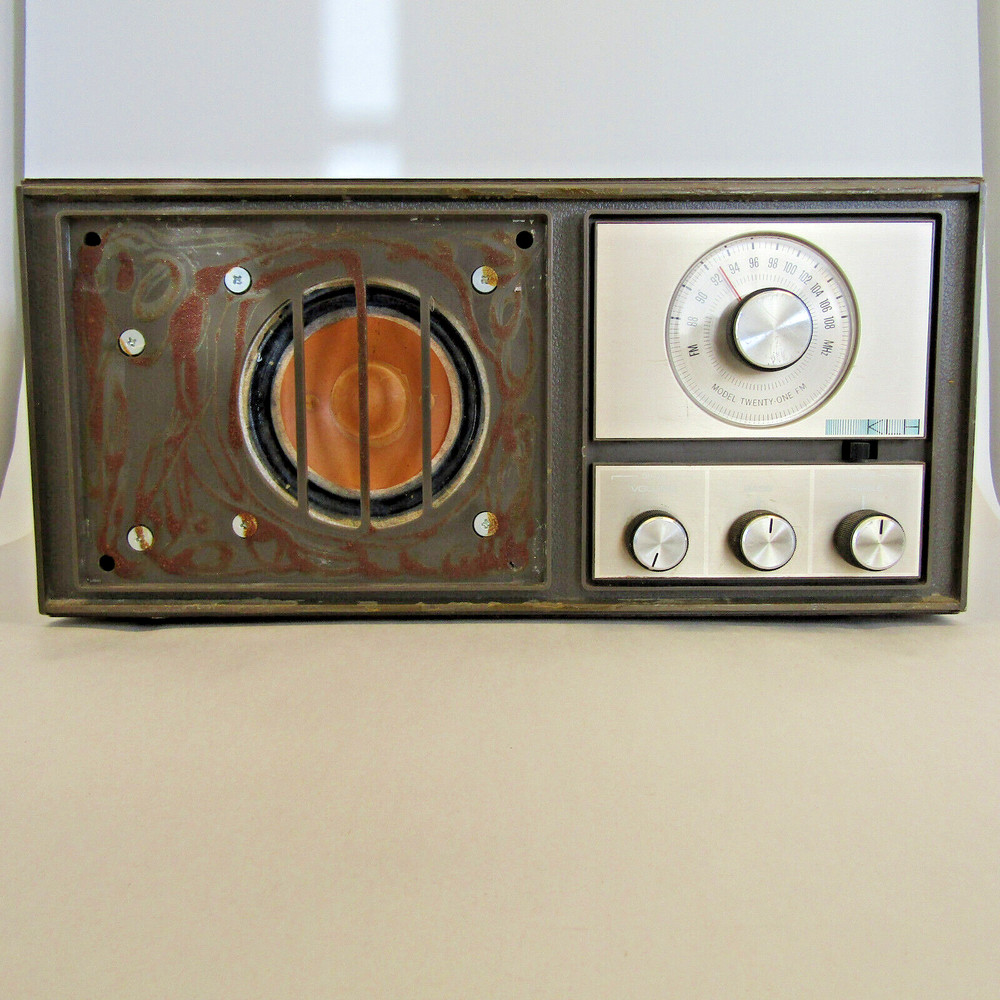 Vintage 1960&rsquo;s KLH Model Twenty One 21 FM Table Radio Wood Veneer Cabinet Works