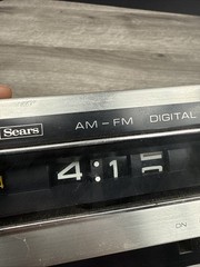 70s Sears Transistor Flip Clock Radio Model 3433 AM/FM Alarm Wood